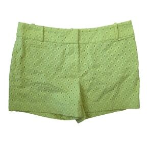 Ann Taylor LOFT Womens Lime Green Eyelet Geometric Shorts Size 6 Citron Summer